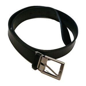 Oobe Black Leather Silver Buckle Mens Belt Size Medium